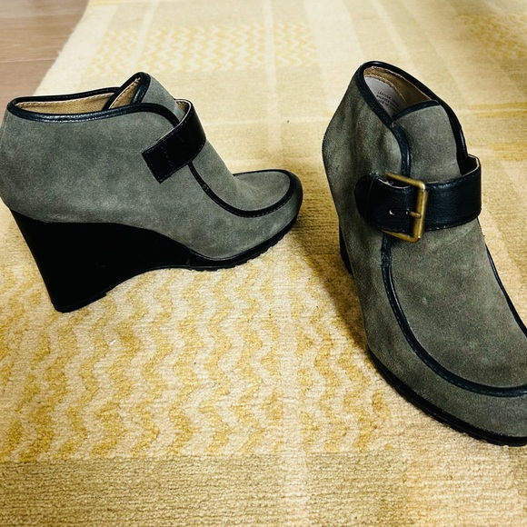 Anthropologie Wedge Ankle Boot Sage Green Suede - Picture 4 of 5